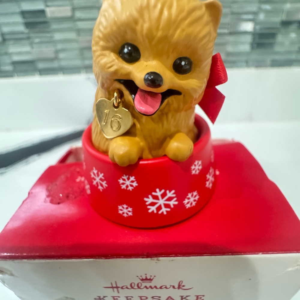 Hallmark Festive Dog Ornament with Red and Gold Accents